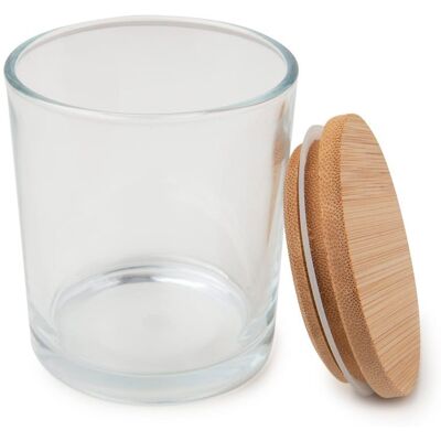 Creative Recipient pentru lumânare din sticlă cu căpăcel din bambus 80x95mm transparent - 3 bucăți Creative Recipient pentru lumânare din sticlă cu căpăcel din bambus 80x95mm transparent - 3 bucăți