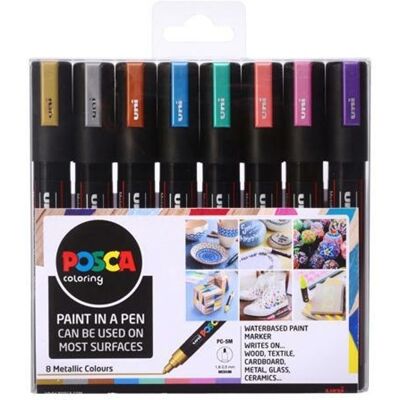POSCA set markere 5M culori acrilice metalice mix 8buc - 1 bucată POSCA set markere 5M culori acrilice metalice mix 8buc - 1 bucată
