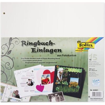 Set de sferturi de carton fotografic în dosar cu inele 300g/m² 15 coli de culoare crem - 3 seturi Set de sferturi de carton fotografic în dosar cu inele 300g/m² 15 coli de culoare crem - 3 seturi