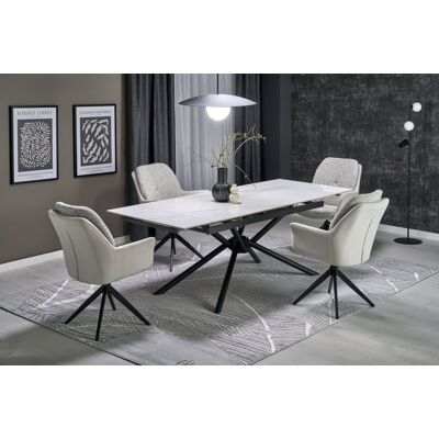 Halmar Masa extensibila Vitorino marmura alba/negru L160-220 cm Halmar Masa extensibila Vitorino marmura alba/negru L160-220 cm