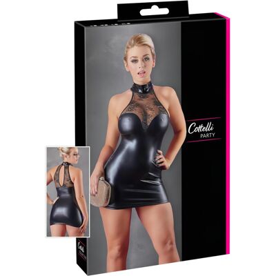 Cottelli - rochie mini cu dantelă lucioasă cu guler - negru Cottelli - rochie mini cu dantelă lucioasă cu guler - negru