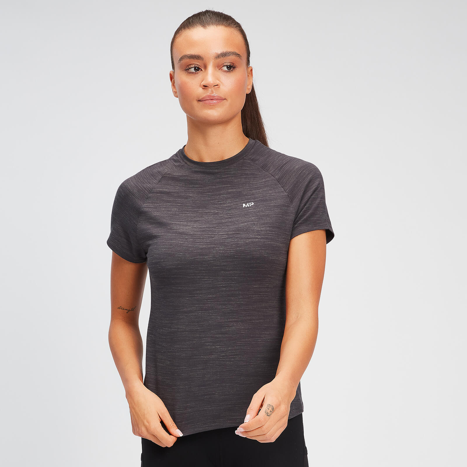 MP Women's Performance T-Shirt - Black/Charcoal Marl - S MP Women's Performance T-Shirt - Black/Charcoal Marl - S