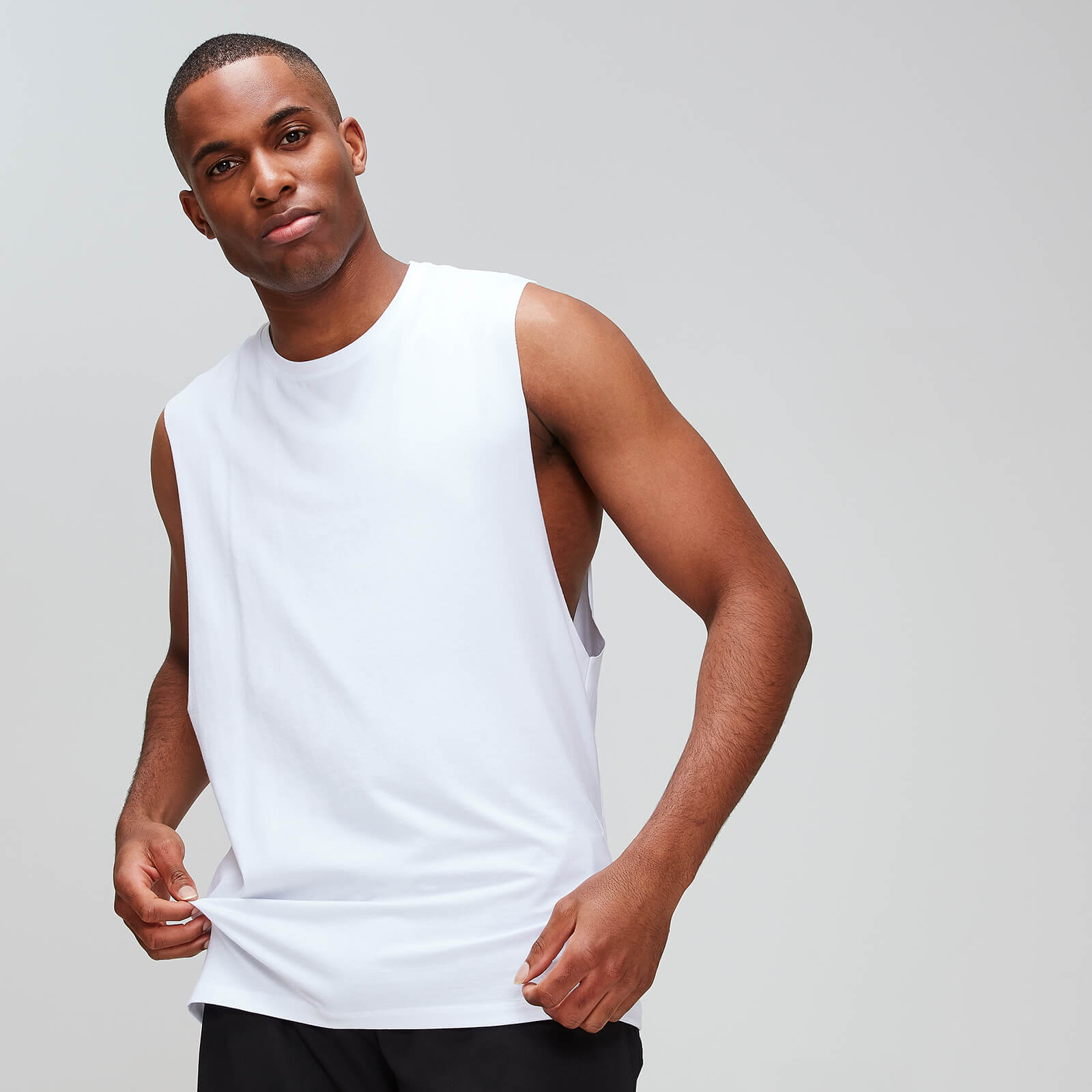 MP Luxe Classic Drop Armhole Tank Top för män – Vit - L MP Luxe Classic Drop Armhole Tank Top för män – Vit - L