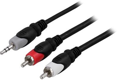 Deltaco ljudkabel, 3,5mm ha - 2xRCA ha 1m, svart Deltaco ljudkabel, 3,5mm ha - 2xRCA ha 1m, svart
