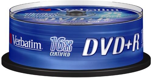 Verbatim DVD+R, 16x, 4,7GB/120min, 25-pack spindel, AZO Verbatim DVD+R, 16x, 4,7GB/120min, 25-pack spindel, AZO