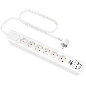 Andersson ELS 5.1 - 6 way with switch, USB 5V 2.1A, 1,5m White