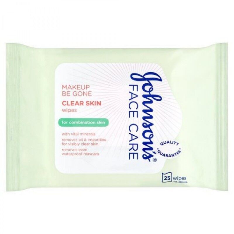 Johnson&#039;s Face Care Clear Skin Wipes Combination Skin 25 st Reng&ouml;ringsservetter