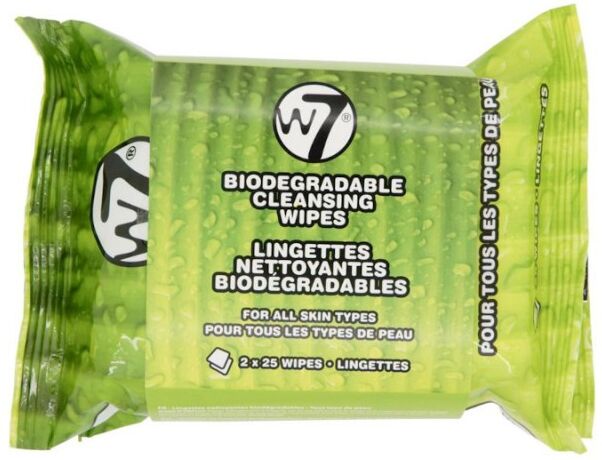 W7 Biodegradable Cleansing Wipes 2 Pack 2 x 25 st Reng&ouml;ringsservetter