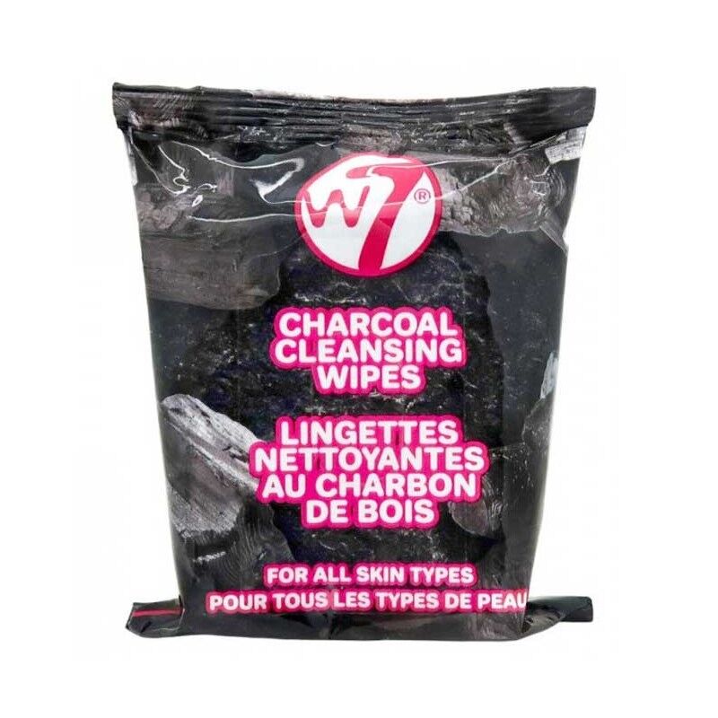 W7 Charcoal Cleansing Wipes 25 st Reng&ouml;ringsservetter