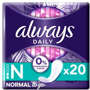 Always Daily Fresh Normal Trosskydd 0% Parfymer och Färgämnen 20 st