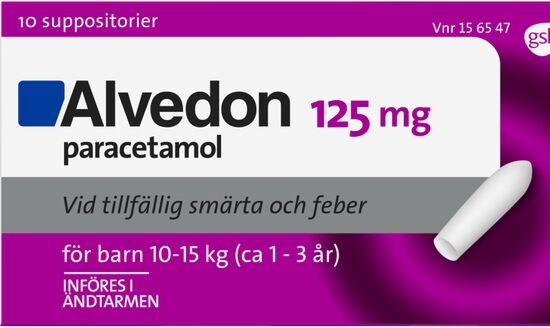 Alvedon, suppositorium 125 mg 10 st (10-15 kg)