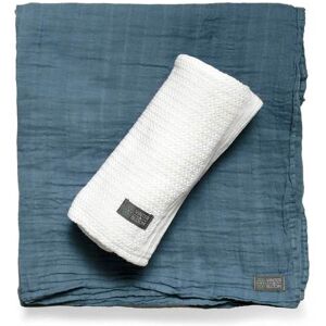 Vinter & Bloom Soft Grid+Muslin EKO Vit/Blå 2-pack