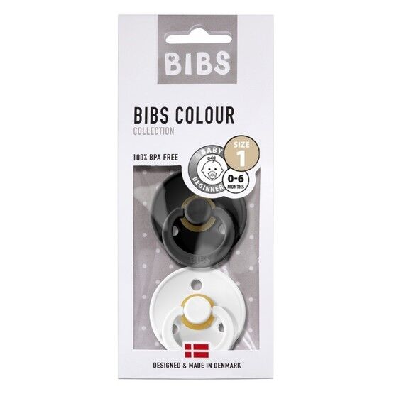 BIBS Bibs Colour Nappar 2-Pack Black/White Strl. 1 (0-6 månader)