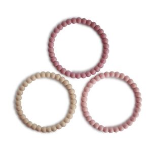 Mushie Pearl Bitis-Armband Linen/Peony/Pale Pink