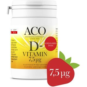 ACO D-vitamin 7,5 UG Jordgubbssmak 100 tabletter