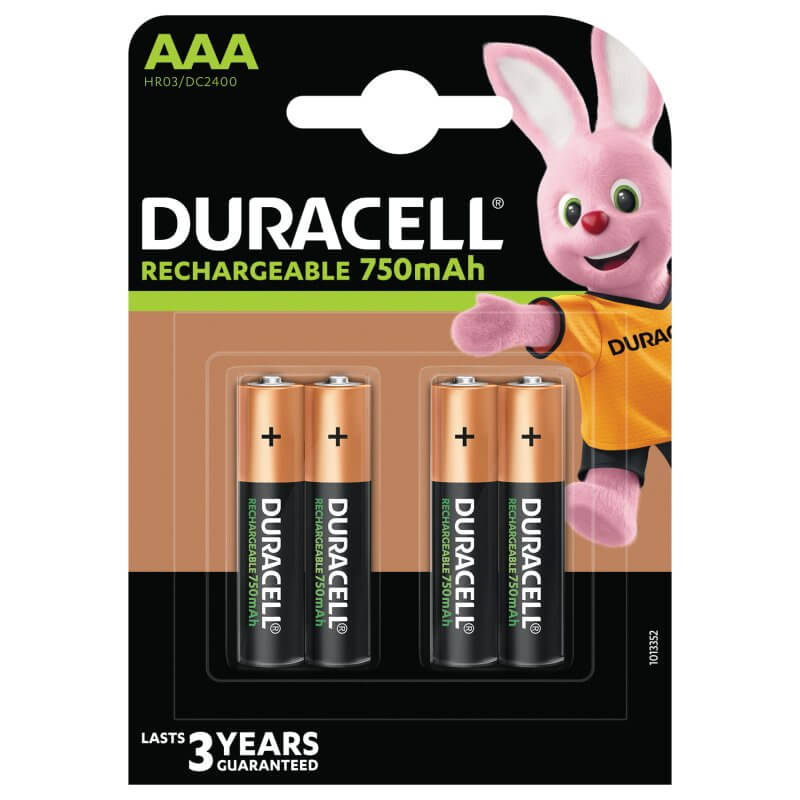 Duracell AAA, Uppladdningsbara Duracell Batterier Plus 750mAh. 4 st