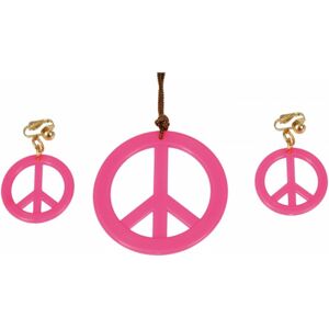 Peace halsband och örhängen Rosa