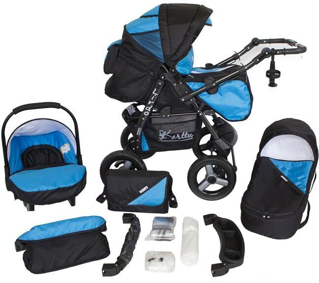 Lirdo Kombi 3 in 1 Barnvagn - Black/Blue