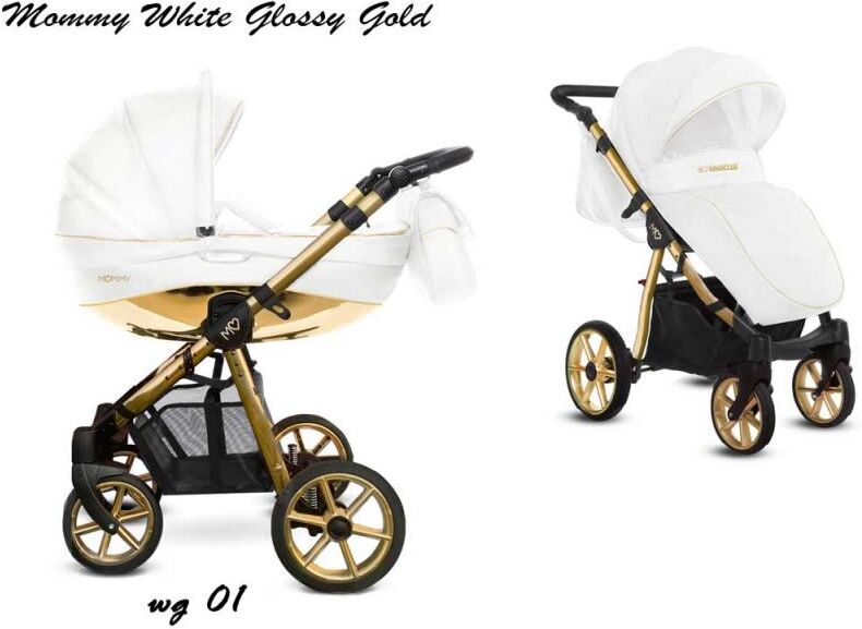 ​Mommy Glossy White Barnvagn - Gold