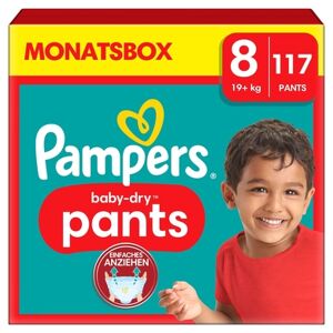 Pampers Baby-Dry Pants, storlek 8 Extra Large , 19kg+, månadsbox (1 x 117 blöjor
