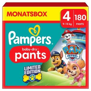 Pampers Baby-Dry Pants Paw Patrol, storlek 4 Maxi, 9-15kg, månadsbox (1 x 180 blöjor)
