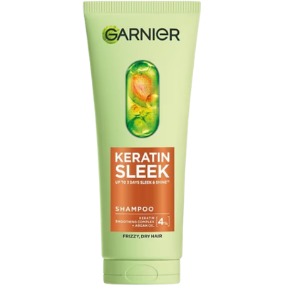 Garnier Keratin Sleek Shampoo With Argan Oil For Frizzy & Dry Hair - 200 ml Garnier Keratin Sleek Shampoo With Argan Oil For Frizzy & Dry Hair - 200 ml