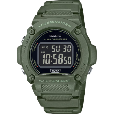 Casio W-219HC-3BVDF Illuminator Digital Sportklocka - Armégrön Casio W-219HC-3BVDF Illuminator Digital Sportklocka - Armégrön