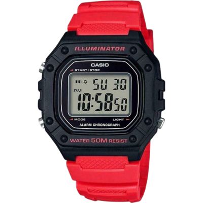 Casio Youth Series W-218H-4BVDF Fyrkantig Digital Sportklocka - Svart/Röd Casio Youth Series W-218H-4BVDF Fyrkantig Digital Sportklocka - Svart/Röd