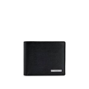 Embossed Italian-leather trifold wallet with logo plate