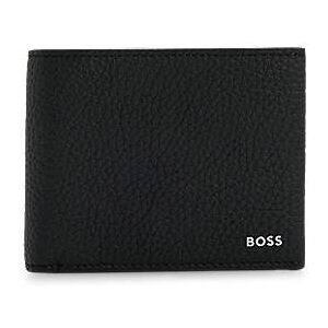 Boss Italian-leather wallet with polished-silver branding