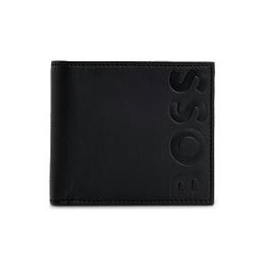 Embossed-logo wallet in grained leather with coin pocket