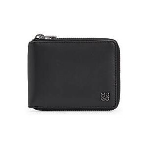 HUGO Matte-leather ziparound wallet with stacked logo