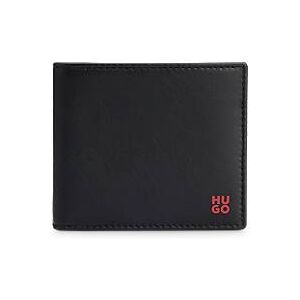 HUGO Nappa-leather wallet with stacked logo and coin pocket