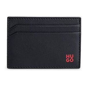 HUGO Nappa-leather card holder with stacked logo