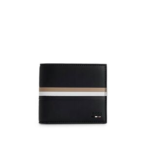 Boss Faux-leather wallet with signature stripe and polished hardware