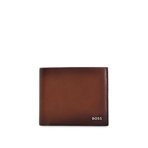 Boss Leather wallet with polished-silver lettering