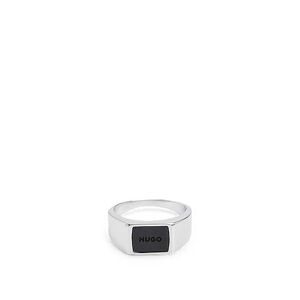 HUGO Stainless-steel ring with branded enamel insert
