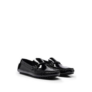 Boss Driver moccasins in patent leather with branded trim