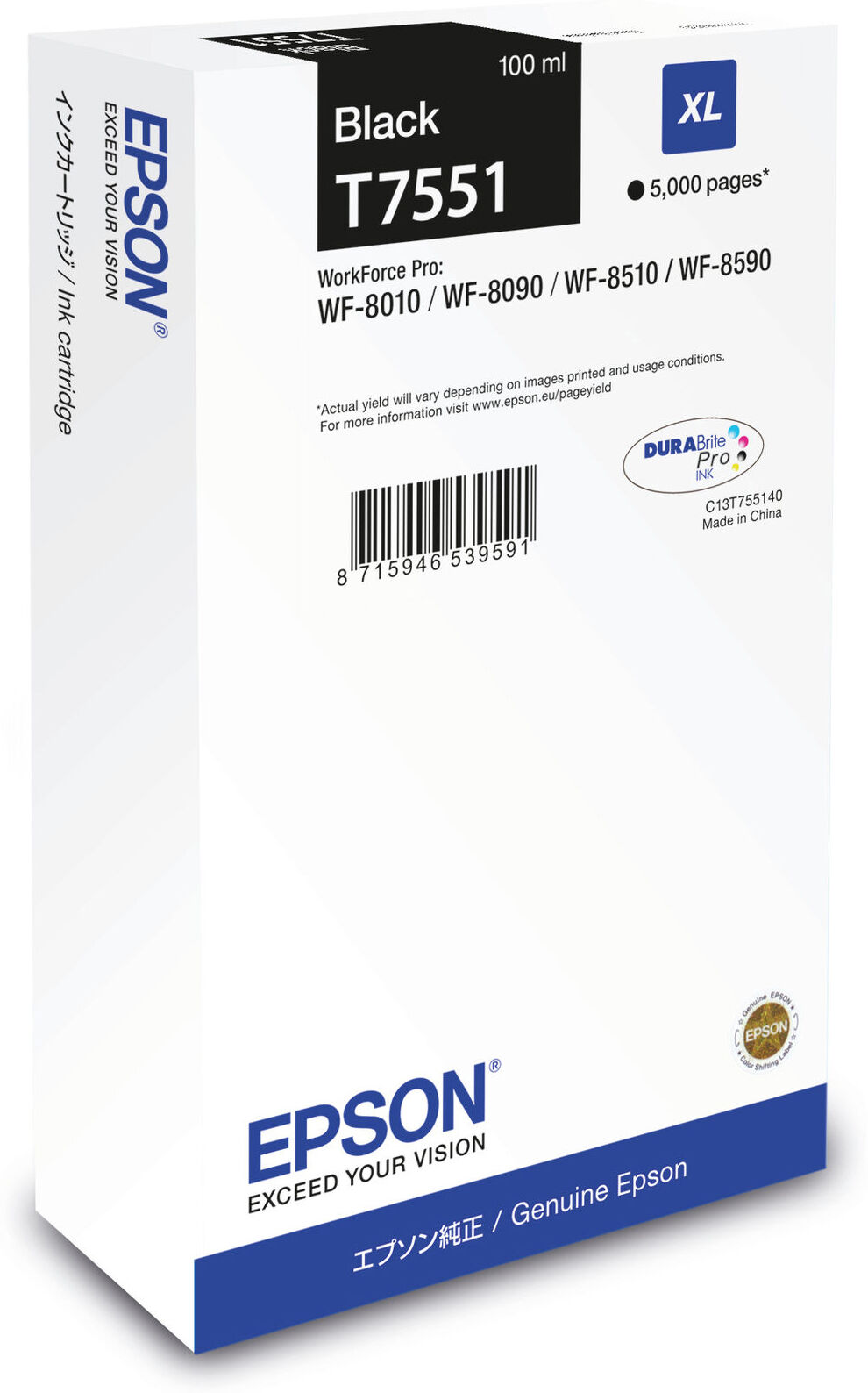 Epson T7551 Xl Bk Original Bläckpatron ( 100 Ml) Epson T7551 Xl Bk Original Bläckpatron ( 100 Ml)