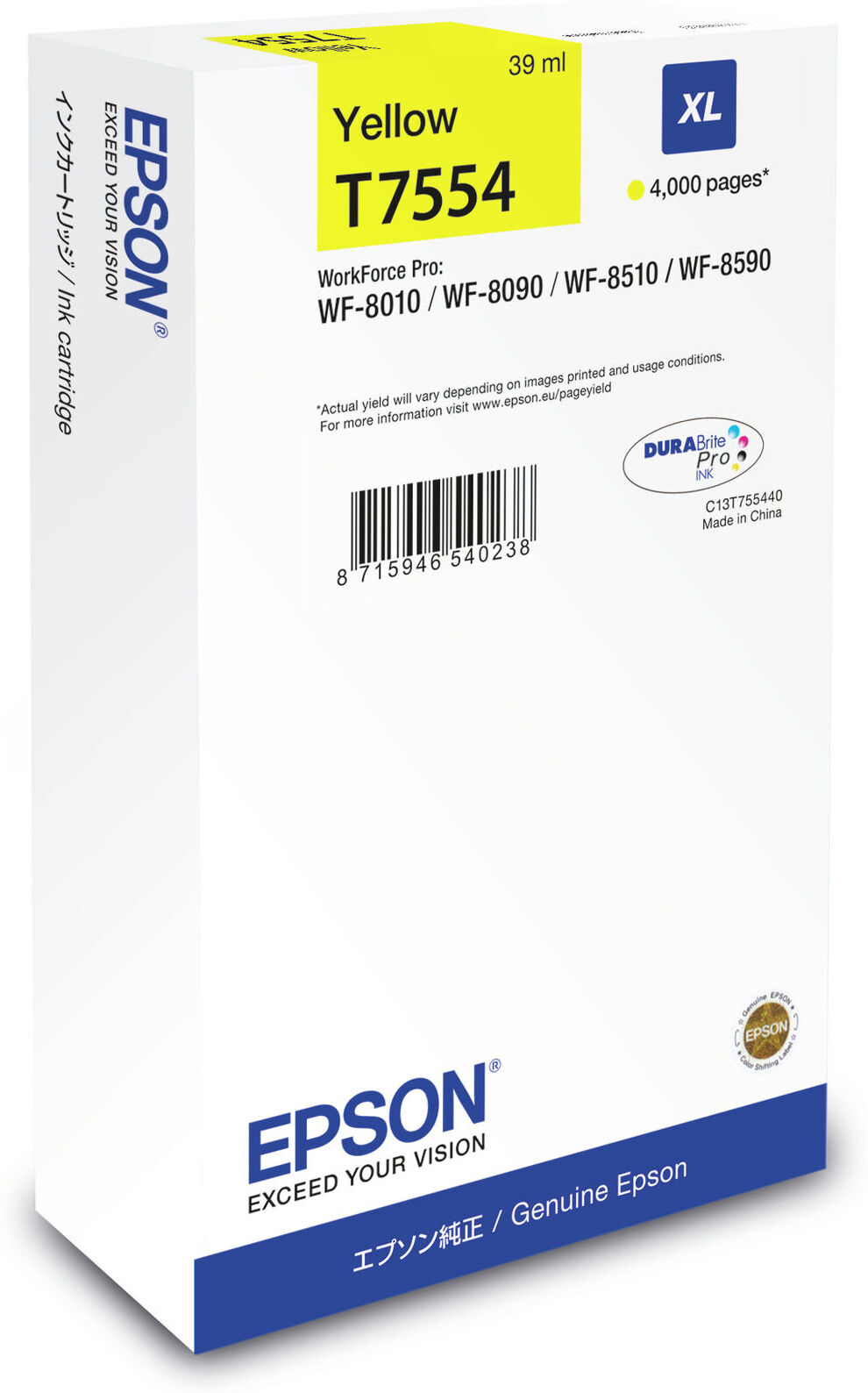 Epson T7554 Xl Y Original Bläckpatron ( 39 Ml) Epson T7554 Xl Y Original Bläckpatron ( 39 Ml)