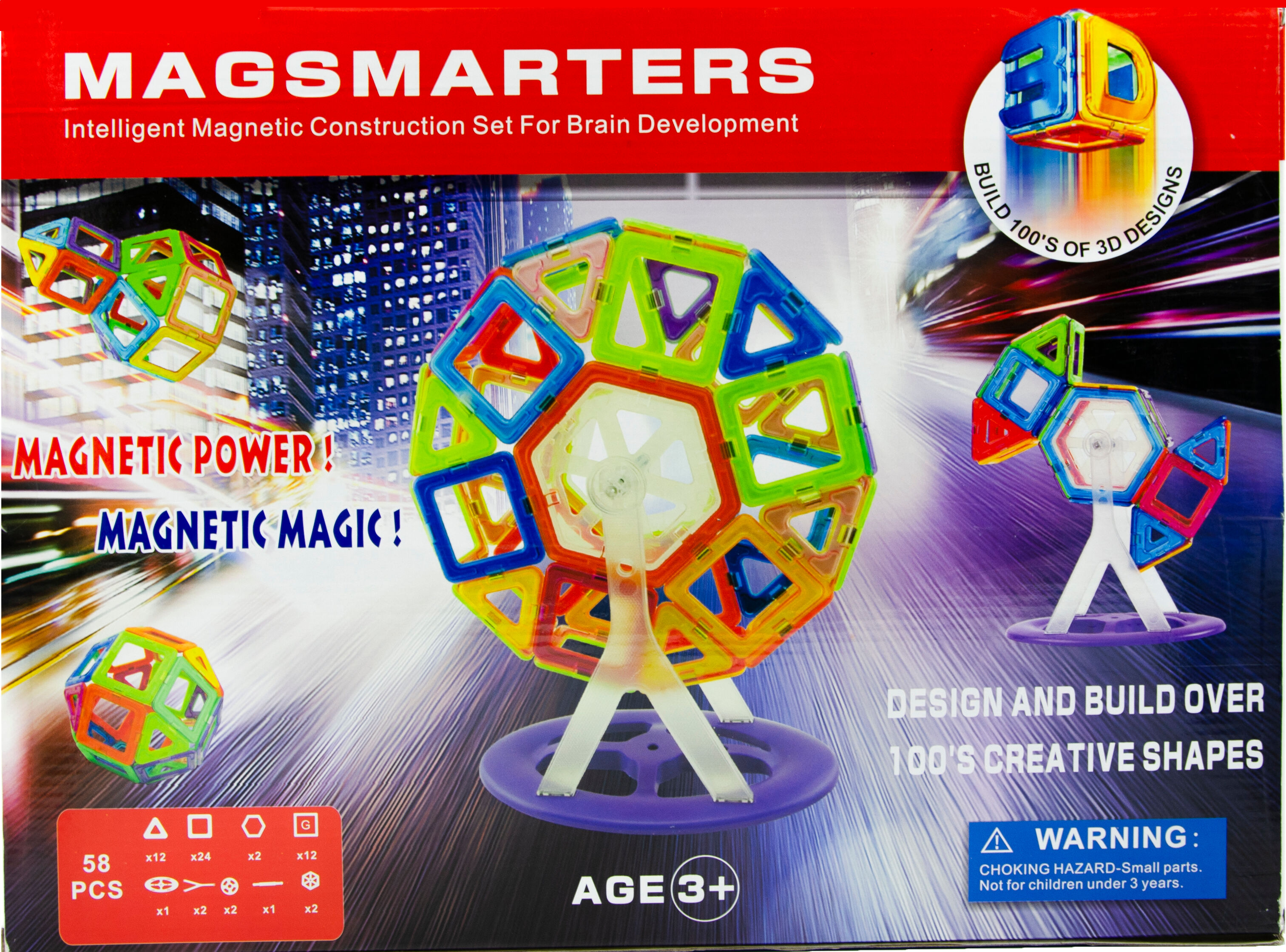 Magsmarters Med Led Ljus, 58 Delar Magsmarters Med Led Ljus, 58 Delar