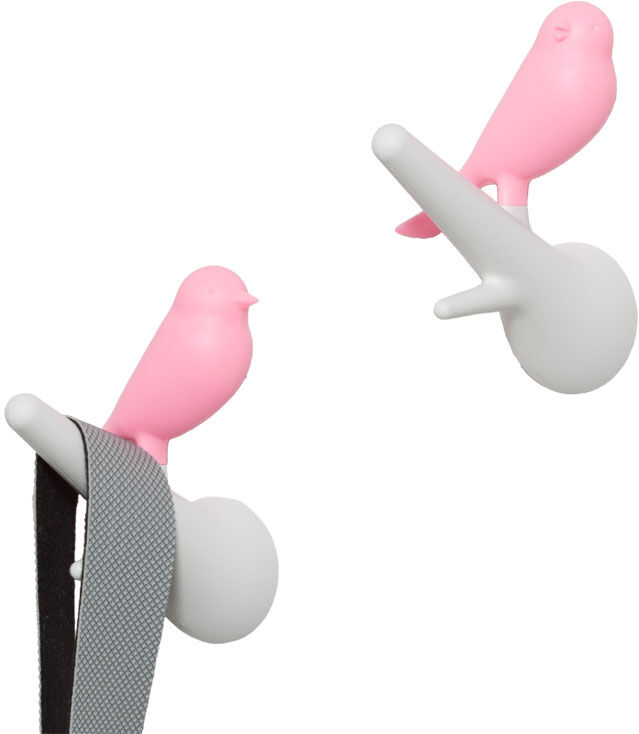 Qualy Design Bird Hooks - Set Om 2 (Vit/pink)