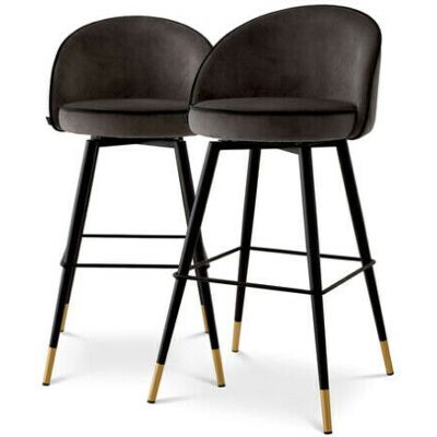 Eichholtz Cooper barstol roche dark grey velvet 2-set Eichholtz Cooper barstol roche dark grey velvet 2-set