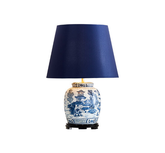 Vallentuna Armatur & Skärmateljé Nanjing bordslampa blå/vit