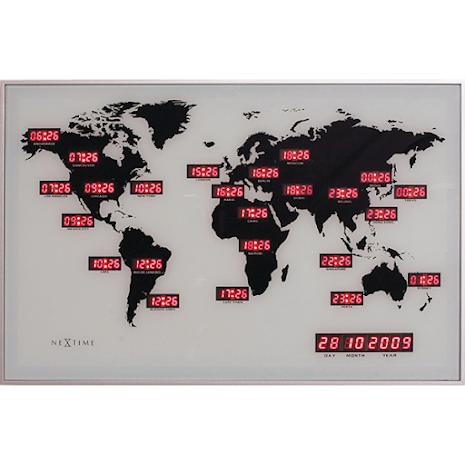 NEXTIME World Time Digit 55x36x4 Väggklocka