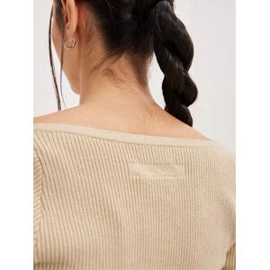 Calvin Klein - Stickade tröjor - Beige - Rib Square-Neck Sweater Ls - Tröjor - Knitted sweaters Small Beige female