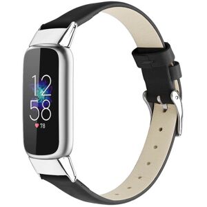 Kamda Äkta läderarmband svart för Fitbit Luxe 115-165mm