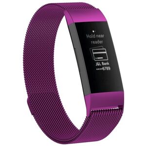 Kamda Armband för Fitbit Charge 3/4 kedja Magnetiskt lås - Lila (100-180mm)