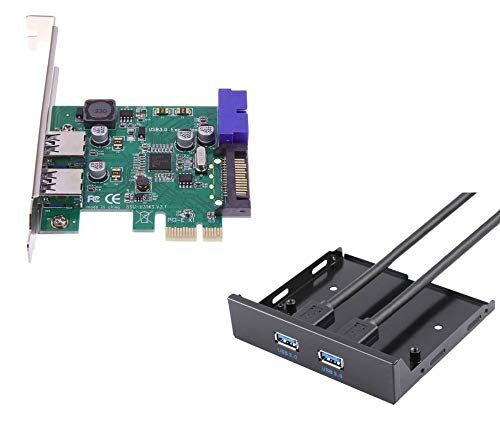 Kalea Informatique. PCie-kort USB 3.0 Superspeed 5G 2+2 port med 3,5 tum frontpanel. Chipset NEC RENESAS