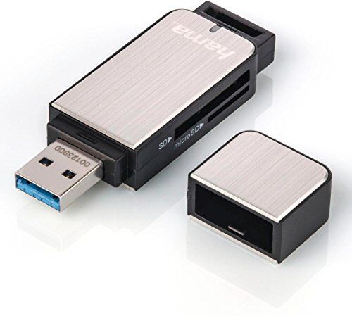 00123900 Hama USB 3.0 kortläsare med aluminiumhölje (SD, SDHC, SDXC, microSD/microSDHC/microSDXC, kortläsare) silver